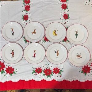 Christmas Reindeer Plates Set